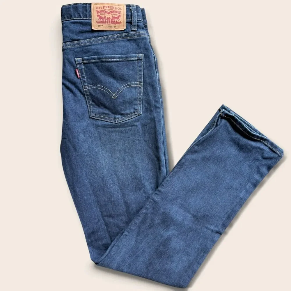 Levi’s 511 Boys Jeans 18 Regular W29 L31 Dark Wash Slim Fit Denim